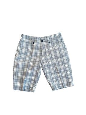 KATE LORD ~ Gray and Light Yellow Plaid Casual Walking Shorts with Pockets